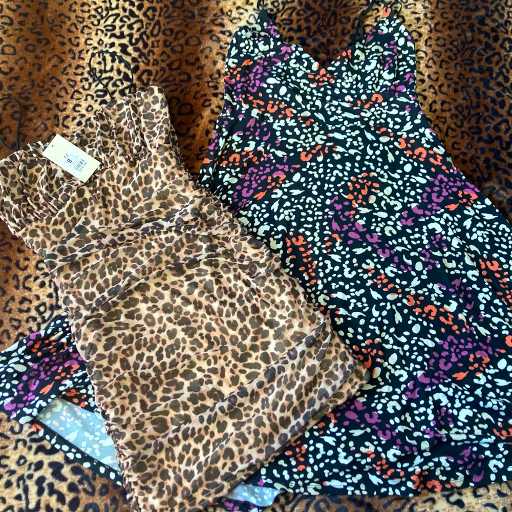 Leopard Cheetah Print Dresses Lot of 2 Size M